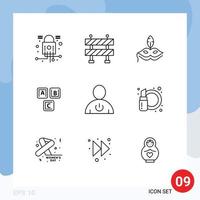 User Interface Pack of 9 Basic Outlines of energy avatar venetian knowledge basic Editable Vector Design Elements