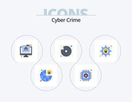 ciber crimen plano icono paquete 5 5 icono diseño. infectado. base de datos. información. datos vector