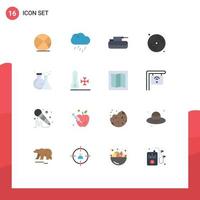 Pack of 16 creative Flat Colors of lab paint cannon arts cd Editable Pack of Creative Vector Design Elements