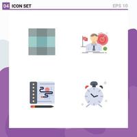 Pack of 4 Modern Flat Icons Signs and Symbols for Web Print Media such as grid watercolor goal success time Editable Vector Design Elements