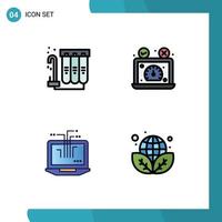 Modern Set of 4 Filledline Flat Colors Pictograph of filter computer water performance laptop Editable Vector Design Elements