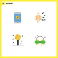 Group of 4 Modern Flat Icons Set for application holiday target singer carnival Editable Vector Design Elements