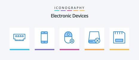 Devices Blue 5 Icon Pack Including drive. computers. hardware. hardware. devices. Creative Icons Design vector