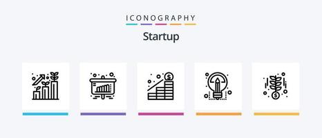 Startup Line 5 Icon Pack Including optimization. startup. growth. speedup. boost. Creative Icons Design vector