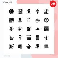 Universal Icon Symbols Group of 25 Modern Solid Glyphs of chess up business strategy flower Editable Vector Design Elements