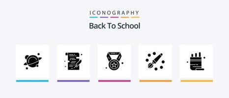 espalda a colegio glifo 5 5 icono paquete incluso color. cuadro. logro. educación. color. creativo íconos diseño vector