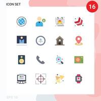 paquete de dieciséis moderno plano colores señales y símbolos para web impresión medios de comunicación tal como jugador medios de comunicación propiedad monitor abajo Derecha editable paquete de creativo vector diseño elementos
