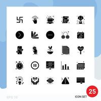 Set of 25 Modern UI Icons Symbols Signs for statistic graph multiple touch chart hot Editable Vector Design Elements