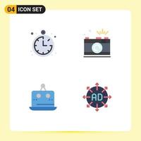 Pack of 4 Modern Flat Icons Signs and Symbols for Web Print Media such as compass digital camera picture measurement Editable Vector Design Elements