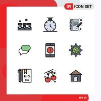 Universal Icon Symbols Group of 9 Modern Filledline Flat Colors of phone devices write cellphone mail Editable Vector Design Elements