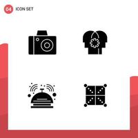 Stock Vector Icon Pack of Line Signs and Symbols for camera hotel brain setting service Editable Vector Design Elements