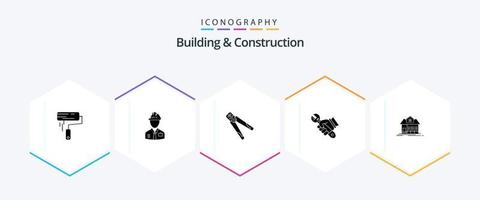 Building And Construction 25 Glyph icon pack including wrench. tool. constructor. crimping. building vector