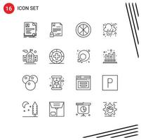 Modern Set of 16 Outlines Pictograph of rain autumn document window household Editable Vector Design Elements