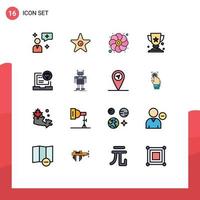 Universal Icon Symbols Group of 16 Modern Flat Color Filled Lines of coding browser gras app cup Editable Creative Vector Design Elements