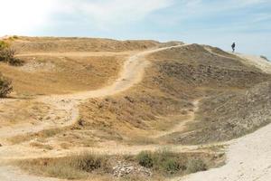 Hills in the open air. Steppe Trails for walking and hiking. Nature tourism photo