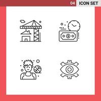 4 Creative Icons Modern Signs and Symbols of crane basketball building money player Editable Vector Design Elements