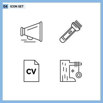 4 Universal Filledline Flat Colors Set for Web and Mobile Applications speaker education torch camping science Editable Vector Design Elements