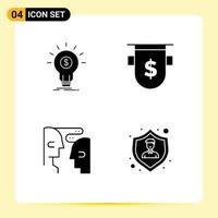 4 Solid Glyph concept for Websites Mobile and Apps finance finance money bank communication Editable Vector Design Elements