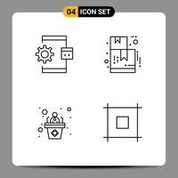 4 Thematic Vector Filledline Flat Colors and Editable Symbols of app employee development ecommerce speech Editable Vector Design Elements