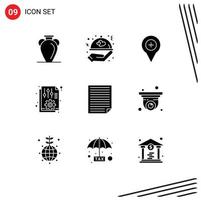 Set of 9 Modern UI Icons Symbols Signs for options file wedding document pin Editable Vector Design Elements