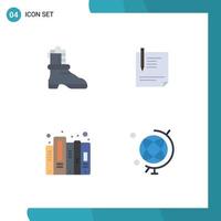 Group of 4 Modern Flat Icons Set for shose signing contract page data Editable Vector Design Elements