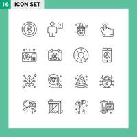 16 Creative Icons Modern Signs and Symbols of point finger human click mardi gras Editable Vector Design Elements