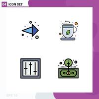 Pictogram Set of 4 Simple Filledline Flat Colors of arrow electronics coffee coffee cup products Editable Vector Design Elements