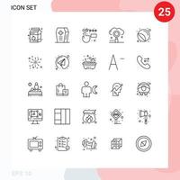 Line Pack of 25 Universal Symbols of printer labels feedback search media Editable Vector Design Elements