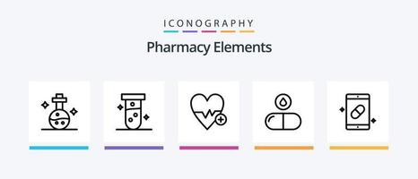 farmacia elementos línea 5 5 icono paquete incluso . pastillas casa. médico. tablero. creativo íconos diseño vector