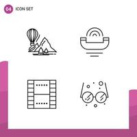 Set of 4 Commercial Filledline Flat Colors pack for explore telephone camping help essential Editable Vector Design Elements