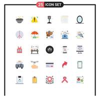 25 Universal Flat Color Signs Symbols of interior books warning notes light Editable Vector Design Elements