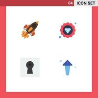 Pictogram Set of 4 Simple Flat Icons of startup key launch premium safe Editable Vector Design Elements
