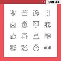 16 Universal Outline Signs Symbols of android smart phone pan phone finance Editable Vector Design Elements