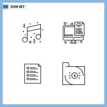 4 User Interface Line Pack of modern Signs and Symbols of birthday checklist note optimization file Editable Vector Design Elements