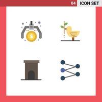 4 Flat Icon concept for Websites Mobile and Apps financial architecture idea friendship house Editable Vector Design Elements