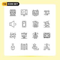 Outline Pack of 16 Universal Symbols of sound money programming card weather Editable Vector Design Elements