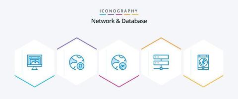 Network And Database 25 Blue icon pack including digital. connection. padlock. research. information vector