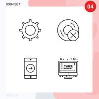 Stock Vector Icon Pack of 4 Line Signs and Symbols for basic application setting disc mobile Editable Vector Design Elements