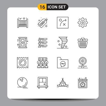 grupo de dieciséis moderno contornos conjunto para personas habilidades algoritmo productividad reloj de arena editable vector diseño elementos