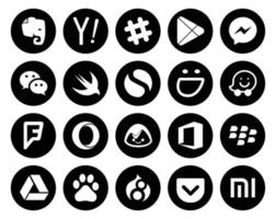 20 Social Media Icon Pack Including office opera wechat foursquare smugmug vector