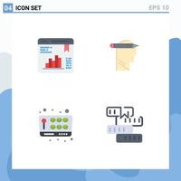 4 Universal Flat Icon Signs Symbols of chart game web stats thinking fun Editable Vector Design Elements