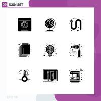 Solid Glyph Pack of 9 Universal Symbols of idea layers map layer left up Editable Vector Design Elements