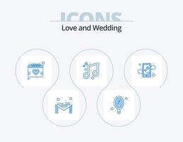 Wedding Blue Icon Pack 5 Icon Design. dating. affection. calendar. celebrate. music vector