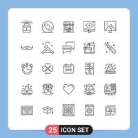 Pack of 25 Modern Lines Signs and Symbols for Web Print Media such as altering image magnifier agriculture glass computer Editable Vector Design Elements