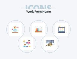 Work From Home Flat Icon Pack 5 Icon Design. conference. file. working. document. working vector