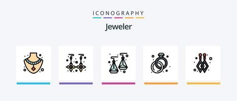 Jewellery Line Filled 5 Icon Pack Including . jewelry. diamond. nacklace. diamond. Creative Icons Design vector