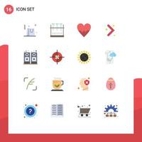 Group of 16 Modern Flat Colors Set for speaker music heart right arrow Editable Pack of Creative Vector Design Elements