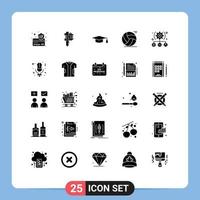 Set of 25 Modern UI Icons Symbols Signs for user task academic play basketball Editable Vector Design Elements