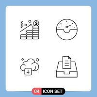 Universal Icon Symbols Group of 4 Modern Filledline Flat Colors of analysis download graph speed inbox Editable Vector Design Elements