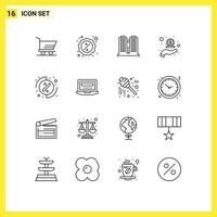 User Interface Pack of 16 Basic Outlines of investment in building hand cash Editable Vector Design Elements